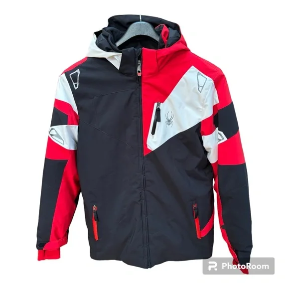 Spyder Leader Insulated Red Black and White Ski Jacket. Boys Size 20